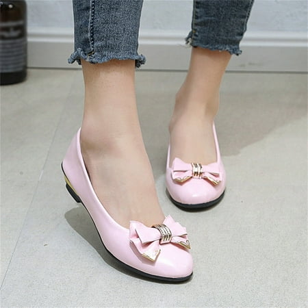 

PhoneSoap Fashion Summer Women Casual Shoes Bow Metal Low Heel Shallow Mouth Pink