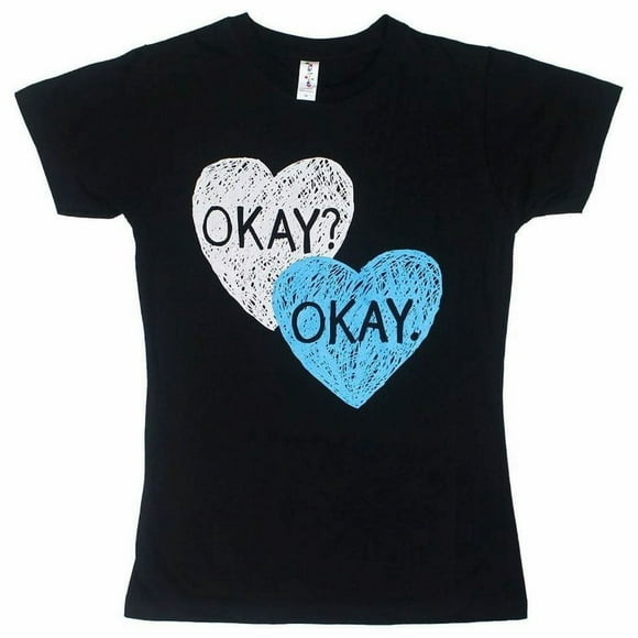 The Fault In Our Stars Okay Okay In Hearts Juniors Black T-Shirt | XL