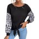 thumbnail image 2 of Liquidación ICHUANYI, jersey de punto negro con tiras cruzadas y estampado de leopardo y cuello redondo para mujer, Tops de manga larga recreativos ICHUANYI WER202308232835, 2 of 8