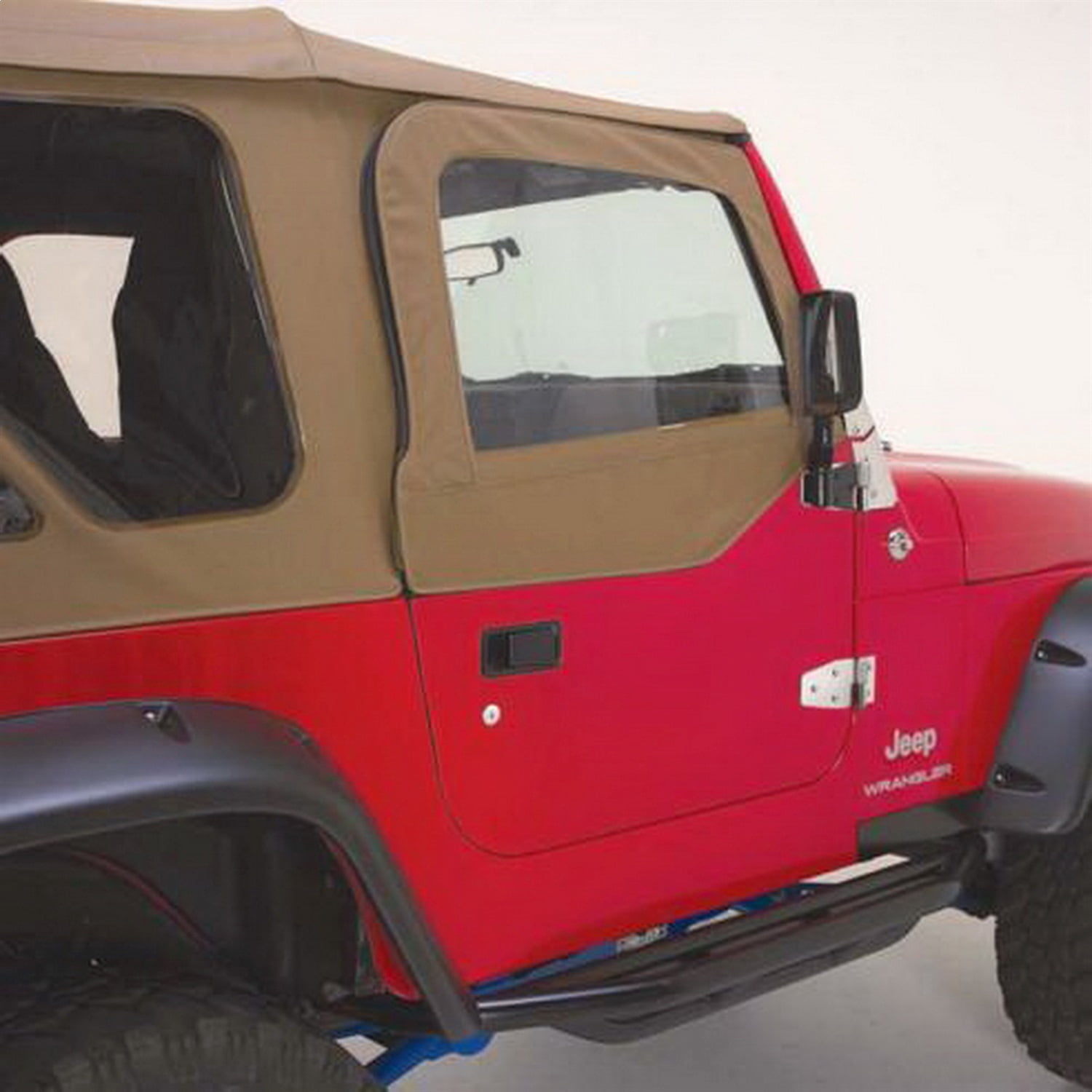 Rampage Products 68117 Complete Soft Top Kit with Frame, Hardware, & Door  Skins for 1987-1995 Jeep Wrangler YJ, Spice Denim 