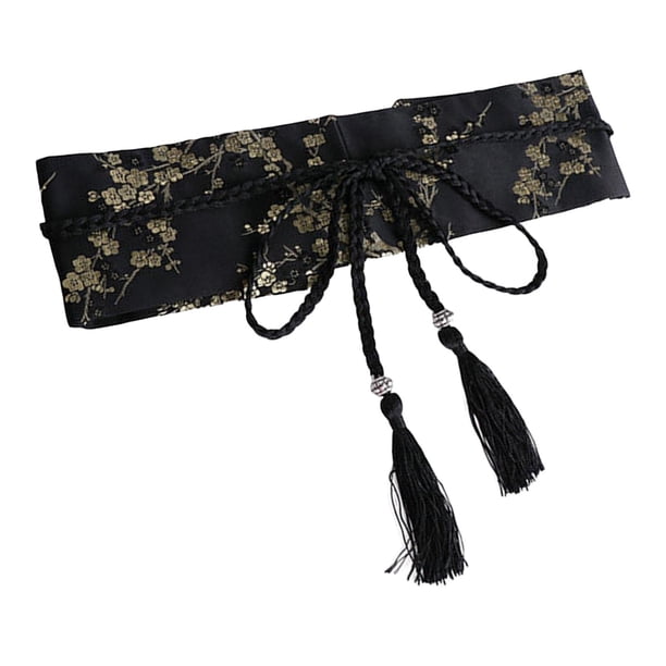 Mujeres japonesas Cinturón de cintura de Cinturon kimono Atar faja Impreso floral Cintura ancha de estilo retro para mujer Camisas ,