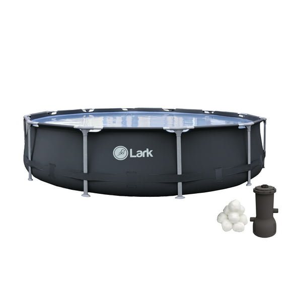 Lark Rustproof 12' ft. x 30" inch Fiberglass Frame Backyard Above Ground Swimming Pool with 530-Gallon Filtration Pump
