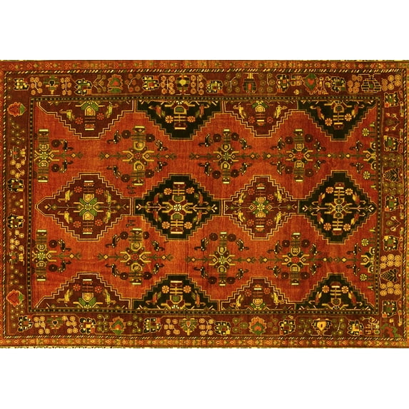 Ahgly Company Indoor Rectangle Persian Yellow Traditional Area Rugs, 5' x 7'