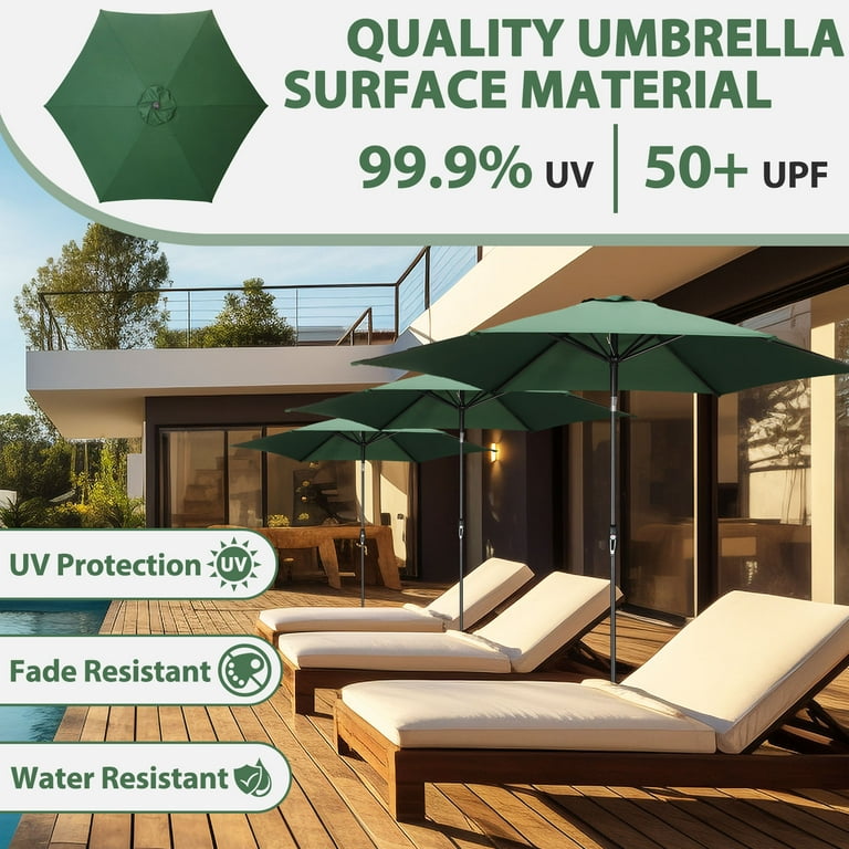 Autlaycil 9ft Outdoor Patio Umbrella with Tilt & Crank, 6 Ribs