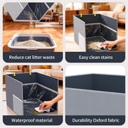 Aokeyee Cat Litter Box Enclosure Splash Guard with Removable PVC Mat Large Waterproof Litter Box Enclosure Foldable Pet Litter Box Shield with 2 Hooks
