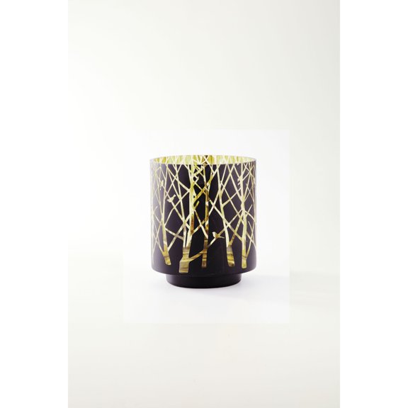 CC Home Furnishings 6.5" Brown and Yellow Cylinder Handblown Glass Vase