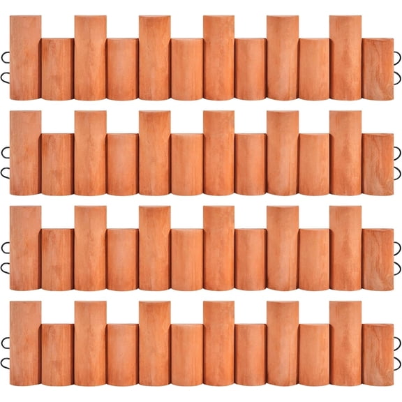 WLTER 4pcs Garden Wooden Short Fence,Outdoor Landscape Edging Flexible Decorative Border, No-Dig Wood Fences for Spring Yard Patio Pathway Lawns Courtyard Maintenance - 132in