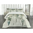 thumbnail image 2 of Ambesonne Sage Green Quilted Bedspread Set 3 Pcs, Muted Fantasy Forest Art, King Size, Eggshell Grey Teal, 2 of 4