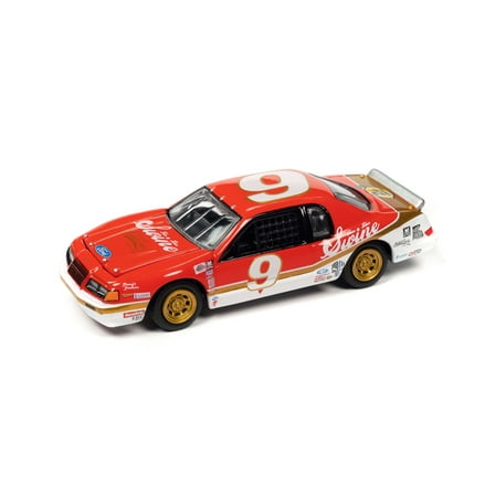 1986 Ford Thunderbird Stock Car, Red w/White - Johnny Lightning JLSF024/48A - 1/64 Scale Model Car