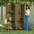 thumbnail image 6 of Partition Room Dividers, 67 * 51inch Folding Wood Privacy Screen with Three Display Shelves Suitable for Home Office, Study, Art Display - 4 Panel (Brown), 6 of 15