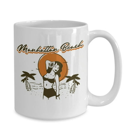

Vintage Luau Surfer Girl Manhattan Beach White Gift coffee mug
