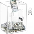 thumbnail image 1 of Caja de donación de acrílico transparente con cierre y soporte para letreros de 26,6 cm, 1 of 2