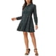 thumbnail image 2 of Vestido A-Line de Manga Larga con Cuello de Punto y Botones de Cuadros para Mujeres Chic INSPIRE en Verde, 2 of 7