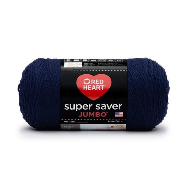 Red Heart Super Saver Jumbo #4 Acrylic Yarn, Soft Navy 14oz/396g, 744 - Walmart.com