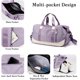 thumbnail image 4 of (Púrpura)Bolso de viaje plegable de nailon para mujer, bolso deportivo para gimnasio, bolso de hombro de gran capacidad para fin de semana, bolso de mano ligero e impermeable, equipaje de mano p, 4 of 5