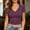 Purple, variant on Sevevn Women's Side Ruched Fitted Crop Tee Deep V Neck Short Sleeve Soft Stretchy Casual Slim T Shirt Light Blue L