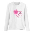 thumbnail image 4 of VKOYWKM Pink Ribbon T-Shirts for Women Breast Cancer Awareness T Shirt Long Sleeve Breast Cancer Survivor Tops Fight Cancer Crew Neck Sweatshirts, 4 of 4