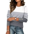 thumbnail image 2 of Women'S Striped Long Sleeve Crew Neck Sweatshirt Pullover Top Loose Fit Casual Fall Going-Out Lounge Outfits, 2 of 5