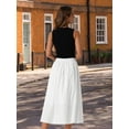 thumbnail image 5 of DARING DIVA Women's Elastic Waist A Line Casual Summer Midi Skirt with Pockets S White, 5 of 7