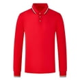 thumbnail image 4 of T-shirts Polo pour Hommes Adultes à Manches Longues, T-Shirts à Boutons, T-Shirts Basiques Rouges pour Hommes, 4 of 6