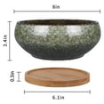 thumbnail image 7 of 8 inch Modern Round Ceramic Pot with Drainage Tray, Shallow Succulent Planter Pots for Plants like Bonsai Trees & Cacti Housewarming Gift Green, 7 of 7