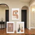 thumbnail image 4 of 2D Flat, 3pcs Large Abstract Minimalist Canvas Wall Art Set - Beige Brown Orange Green Black White Modern Post-War Art Deco Prints, Frameless Vertical Wall Decor for Living Room, Bedroom, Office - I, 4 of 4