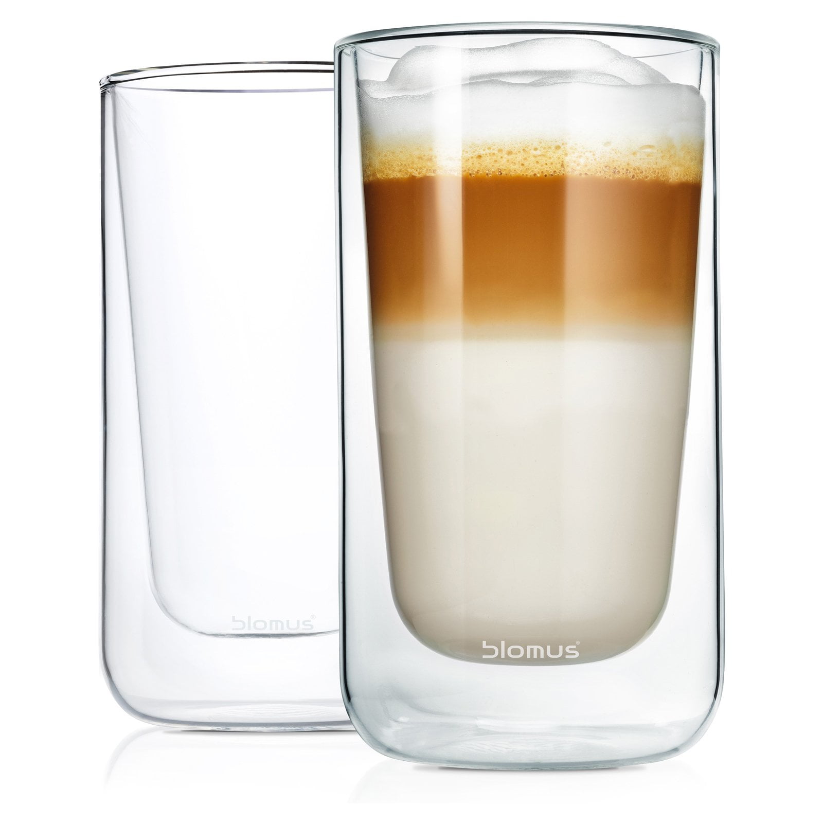 Blomus Nero Cappuccino Glasses Set Of 2 – 8 Oz Clear Glass, For Hot & Cold Drinks, Dishwasher Safe