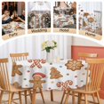 thumbnail image 5 of Round Tablecloth Cute Christmas Pattern Waterproof Oil Proof Polyester Table Cloth Cover Decor for Home Dining Outdoor,Patio,Parties, 54" Dia. Gingerbread Man Cane Candy Xmas Tree, 5 of 9