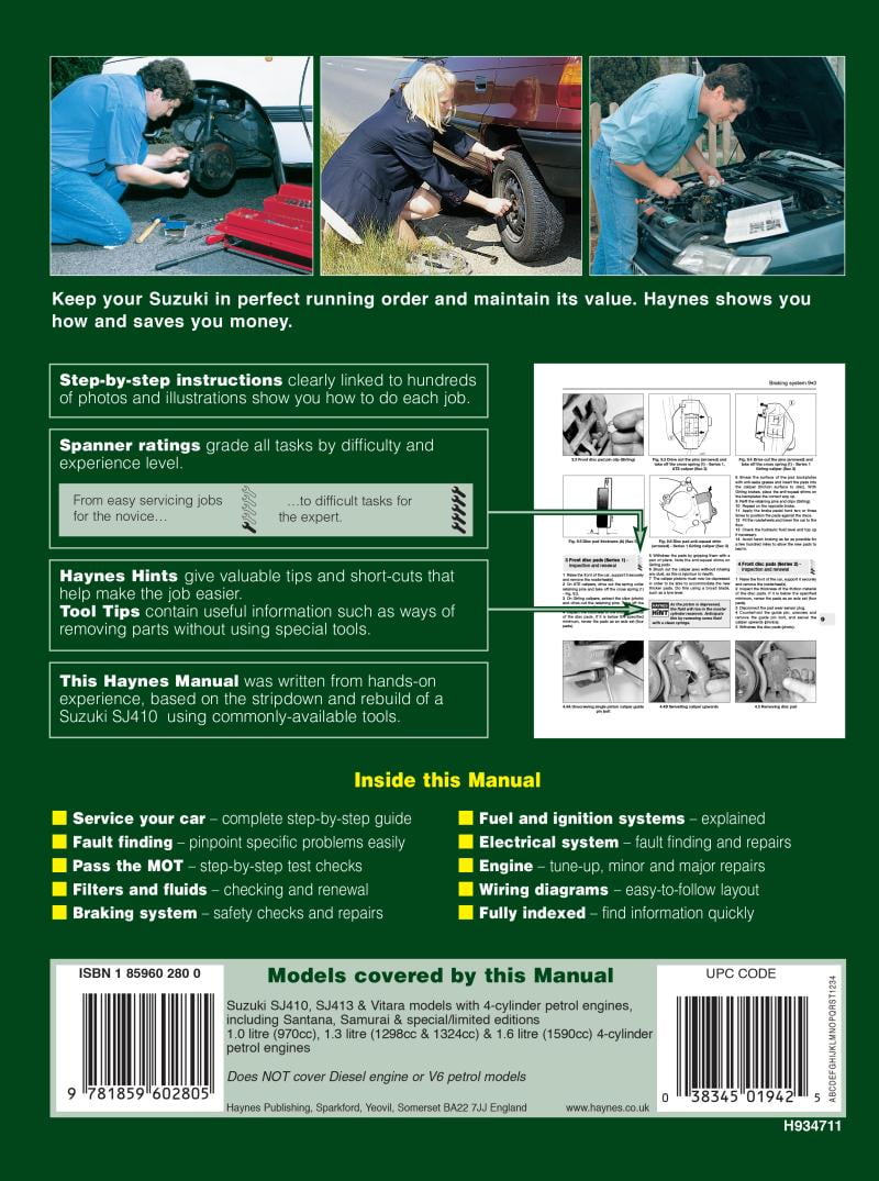 Suzuki SJ Series, Samurai & Vitara (4-cyl) Petrol (82 - 97) Haynes Repair Manual ^ - Walmart.com Suzuki SJ Series, Samurai & Vitara (4-cyl) Petrol (82 - 97) Haynes Repair Manual ^ - Walmart.com