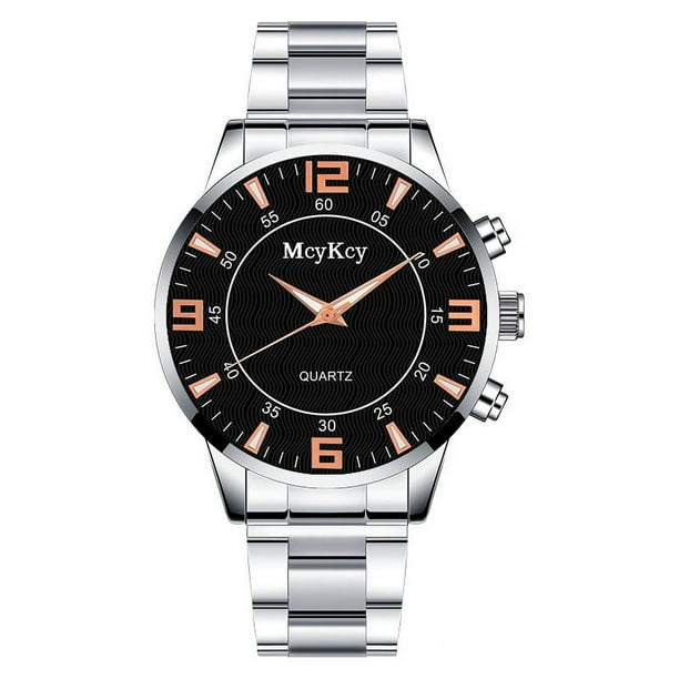 Hombres de reloj de fosiles relojes de tres ojos relojes de cuarzo reloj de hombres cinturon de vidrio azul reloj hombres negro Walmart en linea