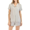 thumbnail image 6 of BLVB Summer Pajama Sets for Women 2 Piece Outfits Button down Notched Shirts Short Sleeve Sleepwear Loungewear with Shorts, 6 of 6