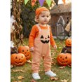 thumbnail image 4 of RUINIXCW Halloween Baby Boy Clothes, Long Sleeve Romper with Plaid Embroidery Overalls and Hat, 4 of 9