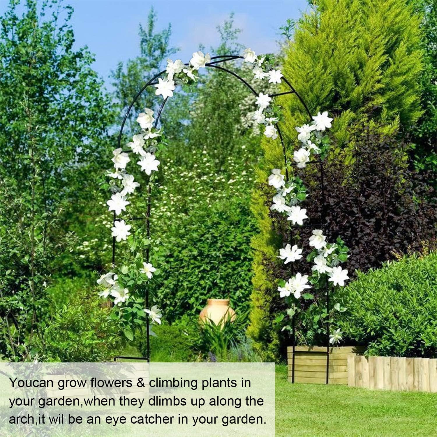 Trellis for  Garden Arch Wedding Arch 7.87 x 4.59 x 1.25FT Christmas Arch Backdrop Stand for Ceremony Metal Garden Trellis for Various Climbing Plant Garden Decor,Assemble Freely 2 Sizes,Black