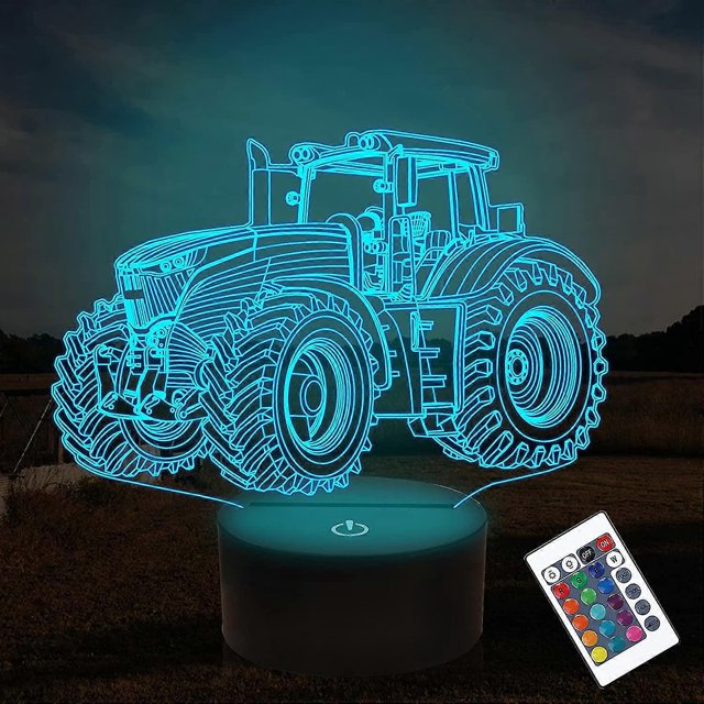 3d Tractor Illusion Night Light, 16 Colors Changing Dimmable Holographic Lighting, Smart Timer Toy Usb Charge Table Desk Bedroom Decor Creative Truck