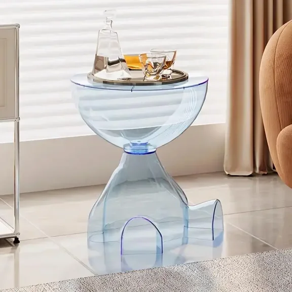 Modern Transparent Plastic Coffee Table - Waterproof, Sturdy Structure, Ideal for Living Room, Bedroom, Study - Elegant Design with Two-Tiered Top for Beverages and Snacks