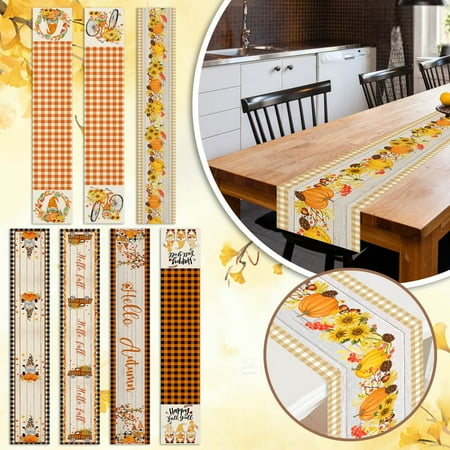 

WNG Thanksgiving Table Runner Fall Thanksgiving Table Runner for Party for Farmhouse Kitchen Home Dining Coffee Table