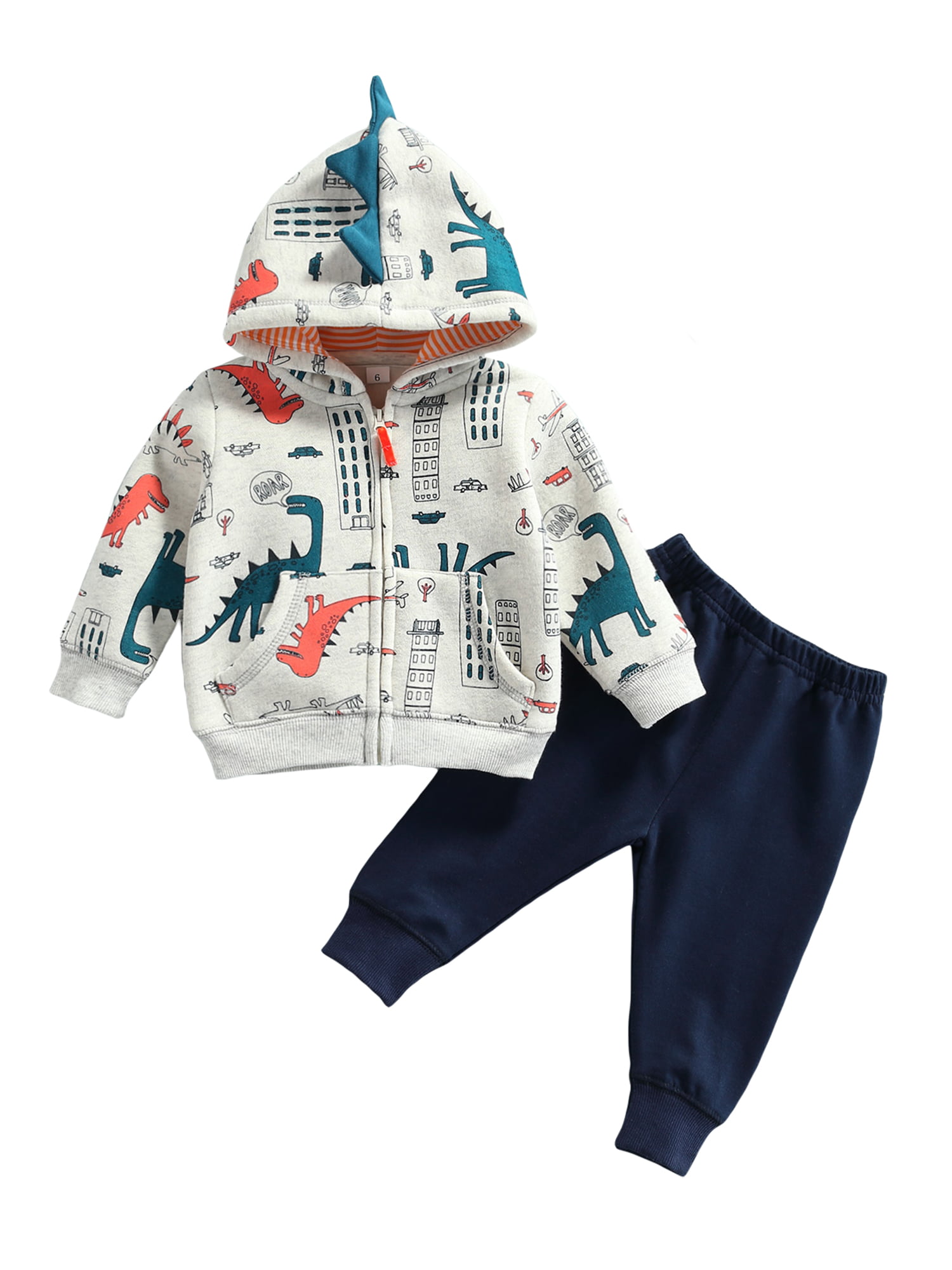 Newborn Baby Boy Clothing Set Dinosaur Long Sleeve Hoodie Top Long Trouser 2Pcs Infant Outfits
