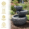 thumbnail image 5 of Sunnydaze Chiseled Basin Contemporary Gray Polyresin Solar Water Fountain with Battery, 5 of 17
