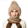 thumbnail image 6 of 3 In 1 Beanie Hat for Women Fall Fashion Women's Hats & Caps Face Mask Cozy Winter Scarves Khaki, 6 of 9