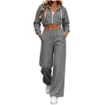 thumbnail image 5 of Brnmyaeo Sweatsuits for Women Long Sleeve Zip Up Crop Hooded Jacket Wide Leg Sweatpants Set 2026 Fall Fleece Lined 2 Piece Tracksuit Sets, 5 of 8