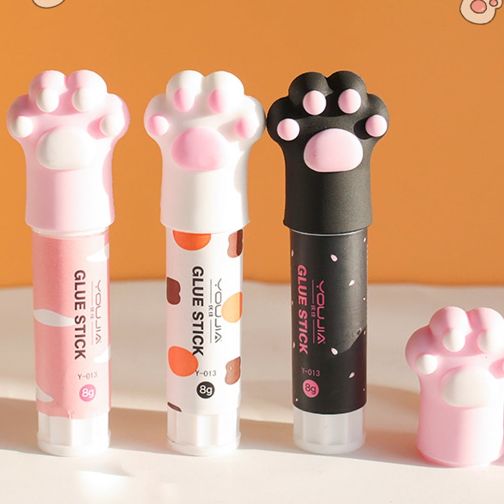 PIPL School Supplies Cute Cat Claw Quick Stick Solid Glue Kawaii Stick  Solvent Non Toxic Multi Use