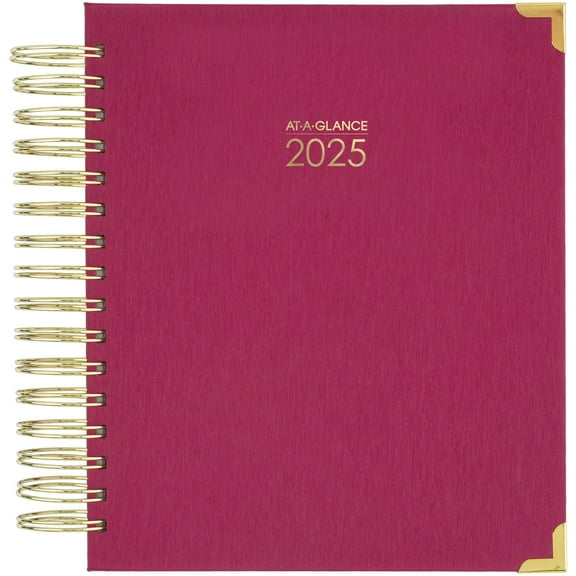 AT-A-GLANCE Harmony 2025 Hardcover Daily Monthly Planner Berry Medium 7 x 8 34 -