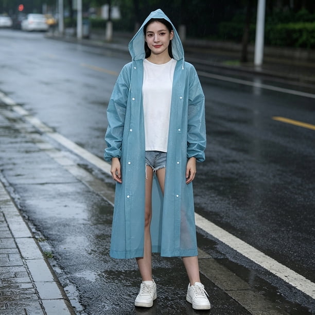 Impermeable Reutilizable de Eva: Chaqueta Impermeable Gruesa de Longitud Extendida para Adultos, Ideal para Senderismo, Viajes, Acampada y Actividades Al Aire Libre. Impermeable Portátil con Capucha