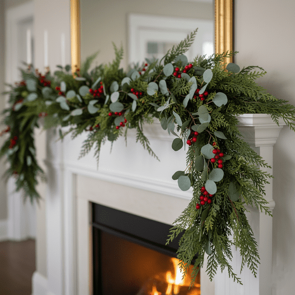 6.5ft Artificial Christmas Garland, Realistic Pine Needle Vine for Fireplace Mantle, DIY Xmas Wreath, Holiday Christmas Tree Hanging Decoration