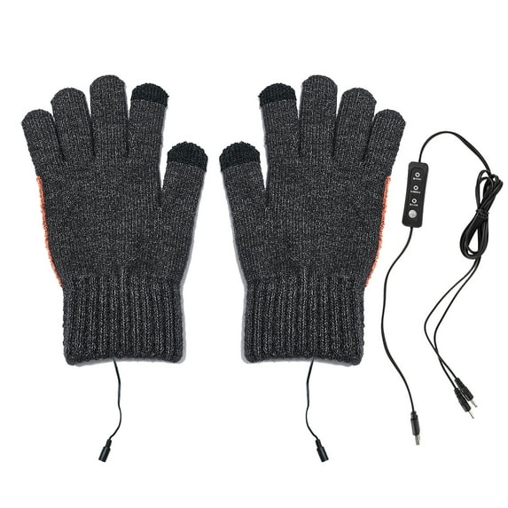 1 Pair Electric Gloves USB Heating Knitted Full Finger Winter Thermal Electric Heating Gloves for Daily Wear