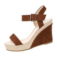 thumbnail image 2 of Samdudou Espadrille Wedge Sandals for Women Open Toe Ankle Strap with Buckle Suede Straps Jute Wrapped Summer Dressy Casual Everyday Footwear Ladies Travel Resort, 2 of 9
