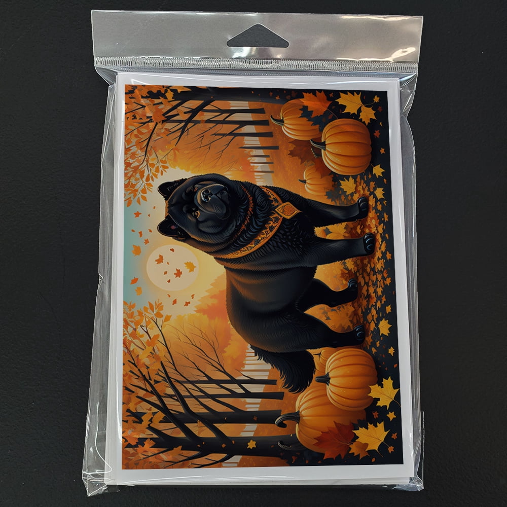 Black Chow Chow Fall Greeting Cards and Envelopes Pack of 8 7 in x 5 in