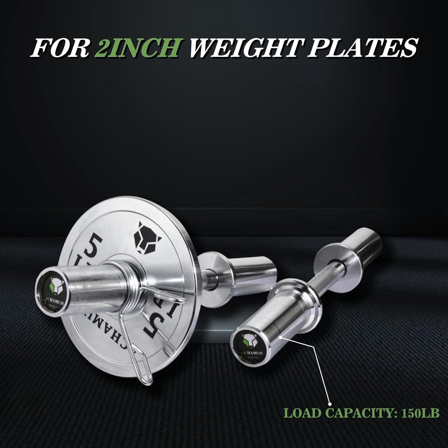 16 Inch Olympic Dumbbell Handle Pair - Solid Steel Adjustable Bars with Spring Collars for Home Gym Strength Training
