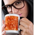 thumbnail image 2 of 3drose, Cat Facing Left over Orange Watercolour Splashes Background, 15oz Two-tone Black Mug, 2 of 6