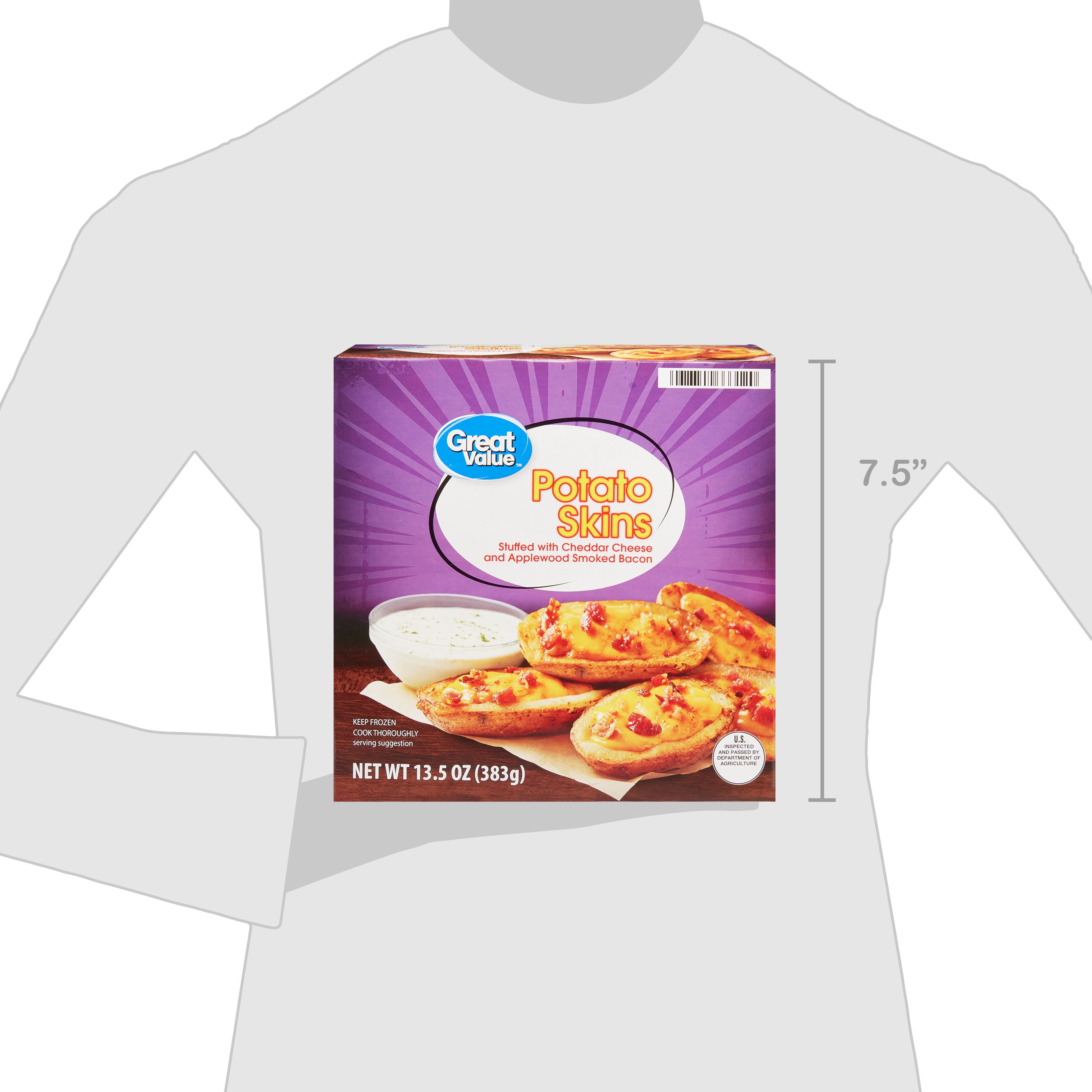 Great Value Potato Skins with Cheddar Cheese and Applewood Smoked Bacon, 13.5 oz (Frozen)